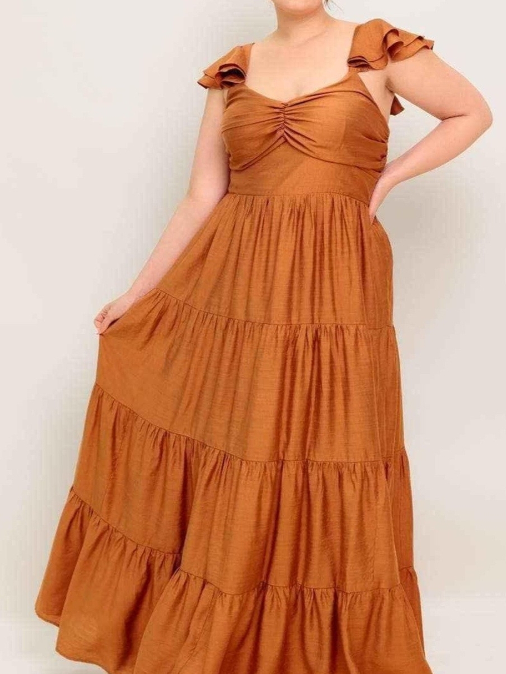 Flying Tomato SUMMER MILK RUST WOVEN MAXI DRESS